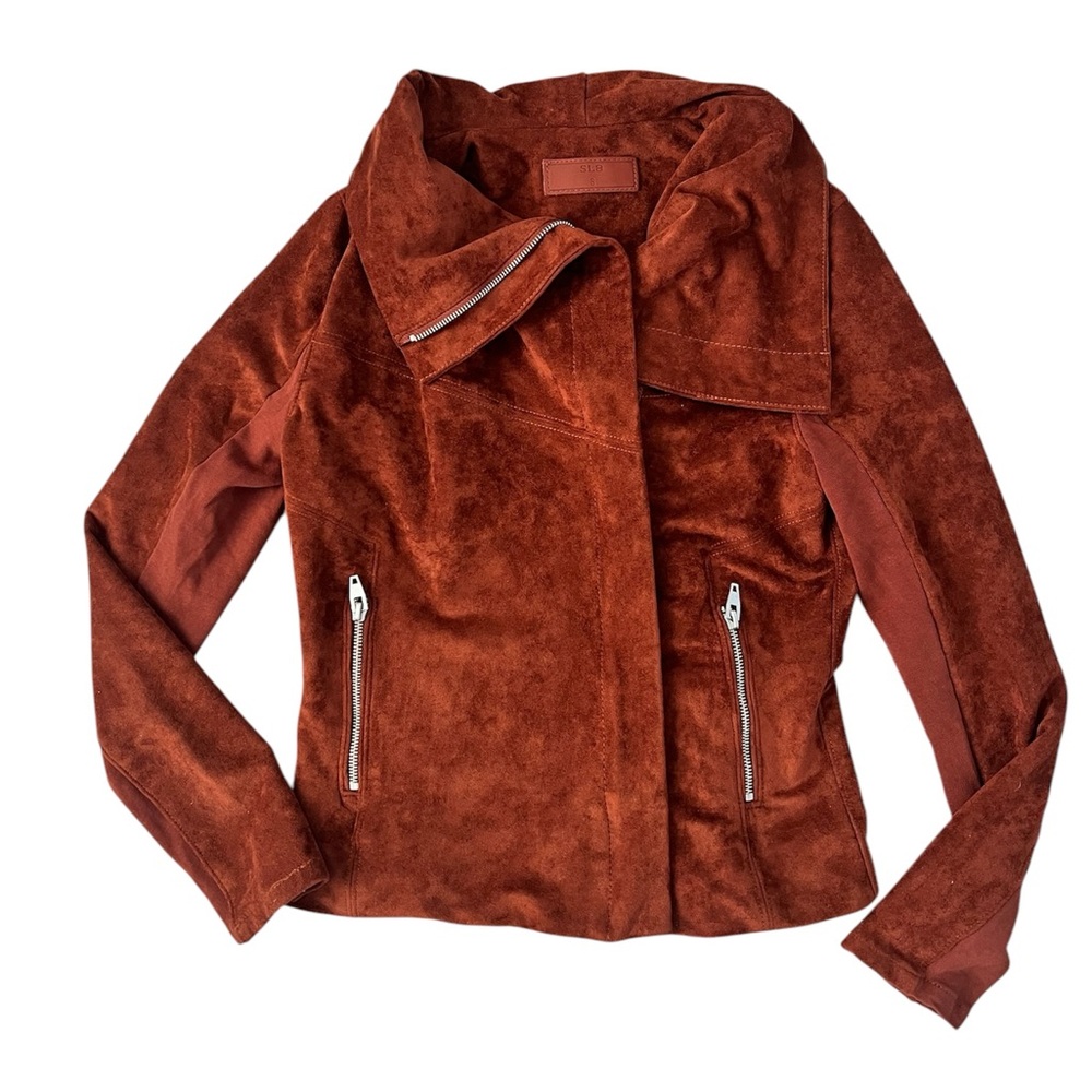 NWOT: SL8 Rust Brown Faux Suede Moto Jacket, Size Small